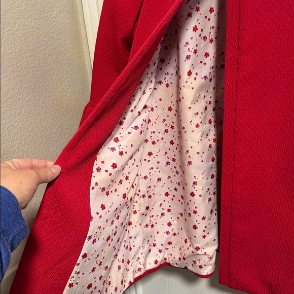 ELLE Textured Bell Sleeve Jacket Floral Appliqué Button Women’s XL Collarless - Picture 8 of 16